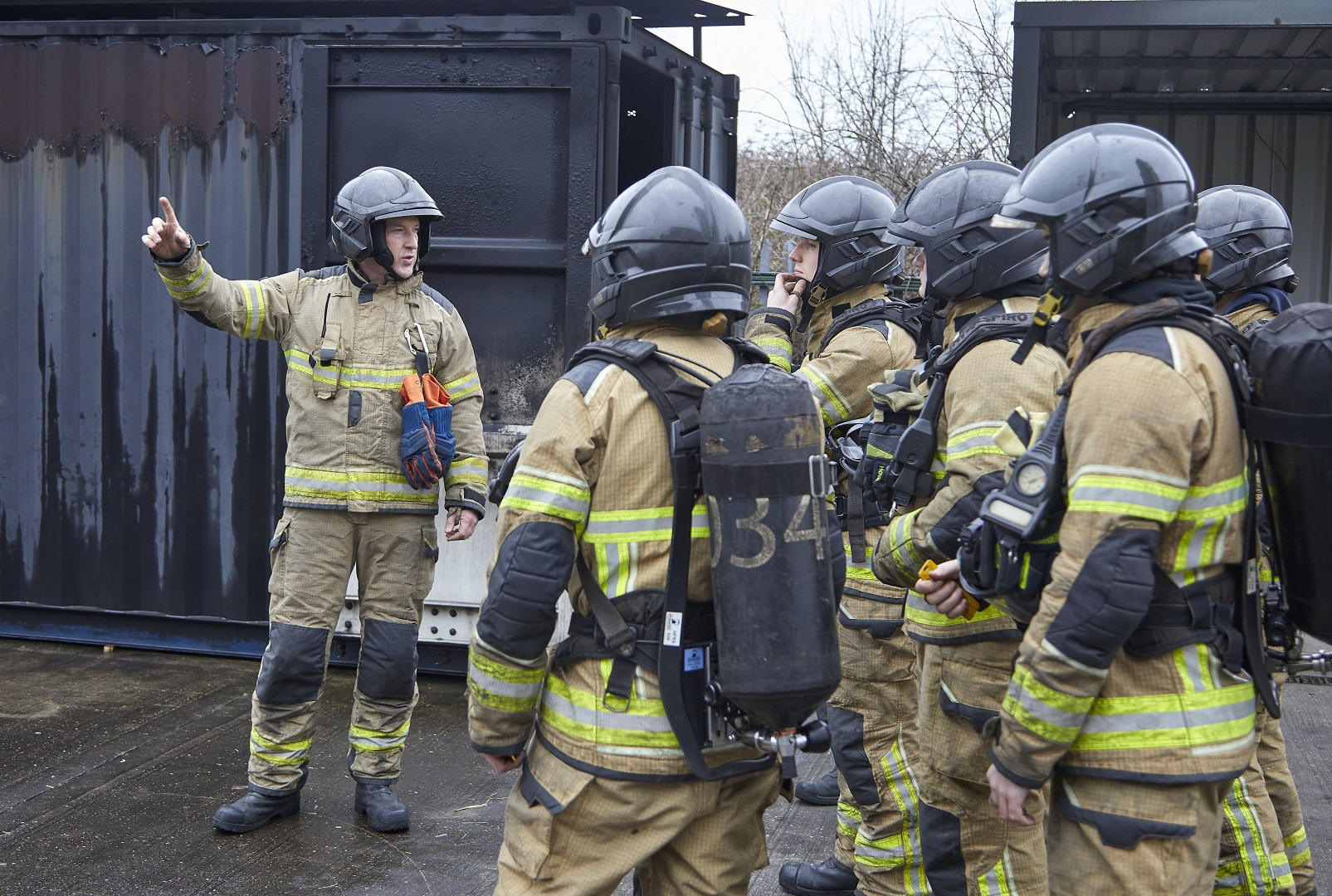 firefighter recruits in training